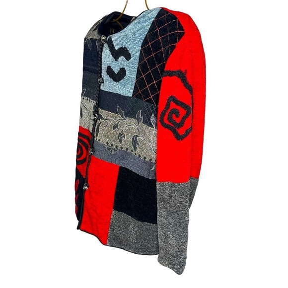 Vintage Draper’s & Damon’s Embroidered Patchwork Sweater Jacket - Size 1X PLUS - Picture 3 of 8